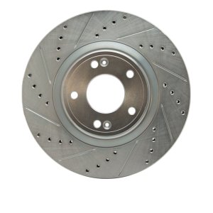 Hyundai Genesis Coupe Brake Rotor (1) - Front Left - R1 Concepts - Drilled & Slotted - Silver - `10-`16